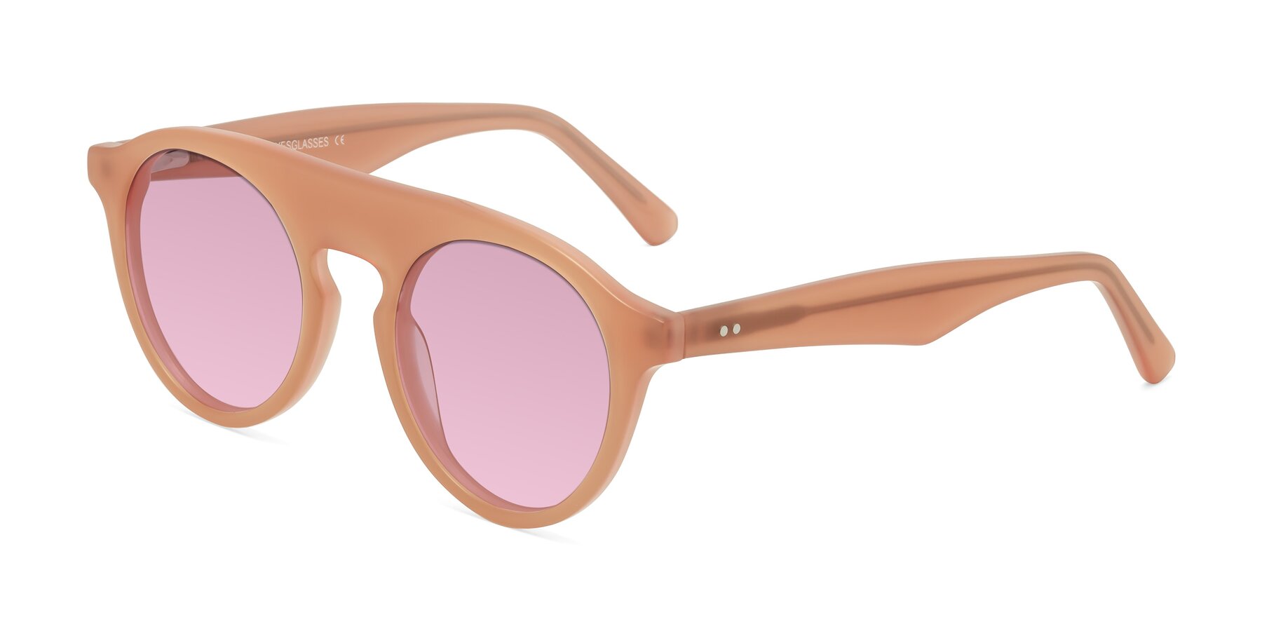 Angle of Band in Peach with Light Wine Tinted Lenses