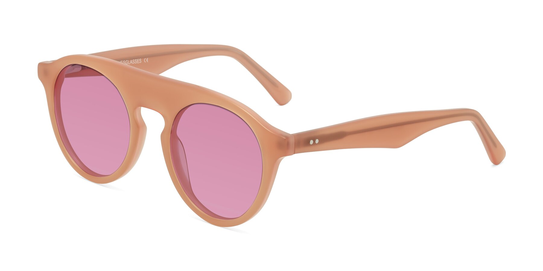 Angle of Band in Peach with Medium Wine Tinted Lenses