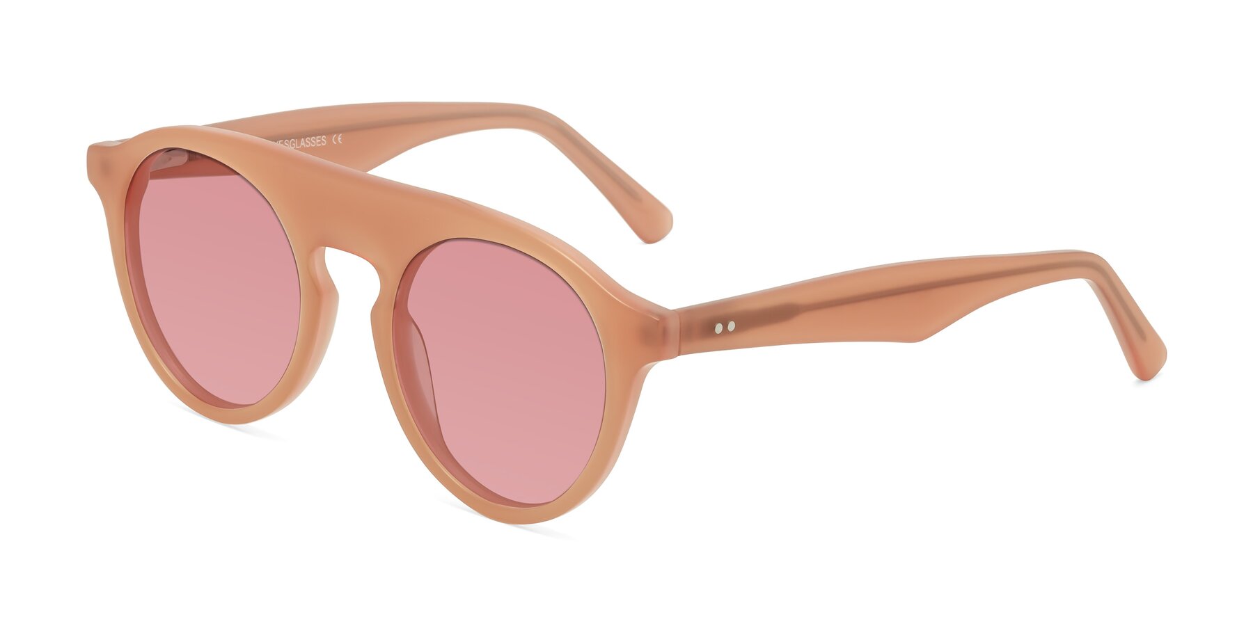 Angle of Band in Peach with Medium Garnet Tinted Lenses