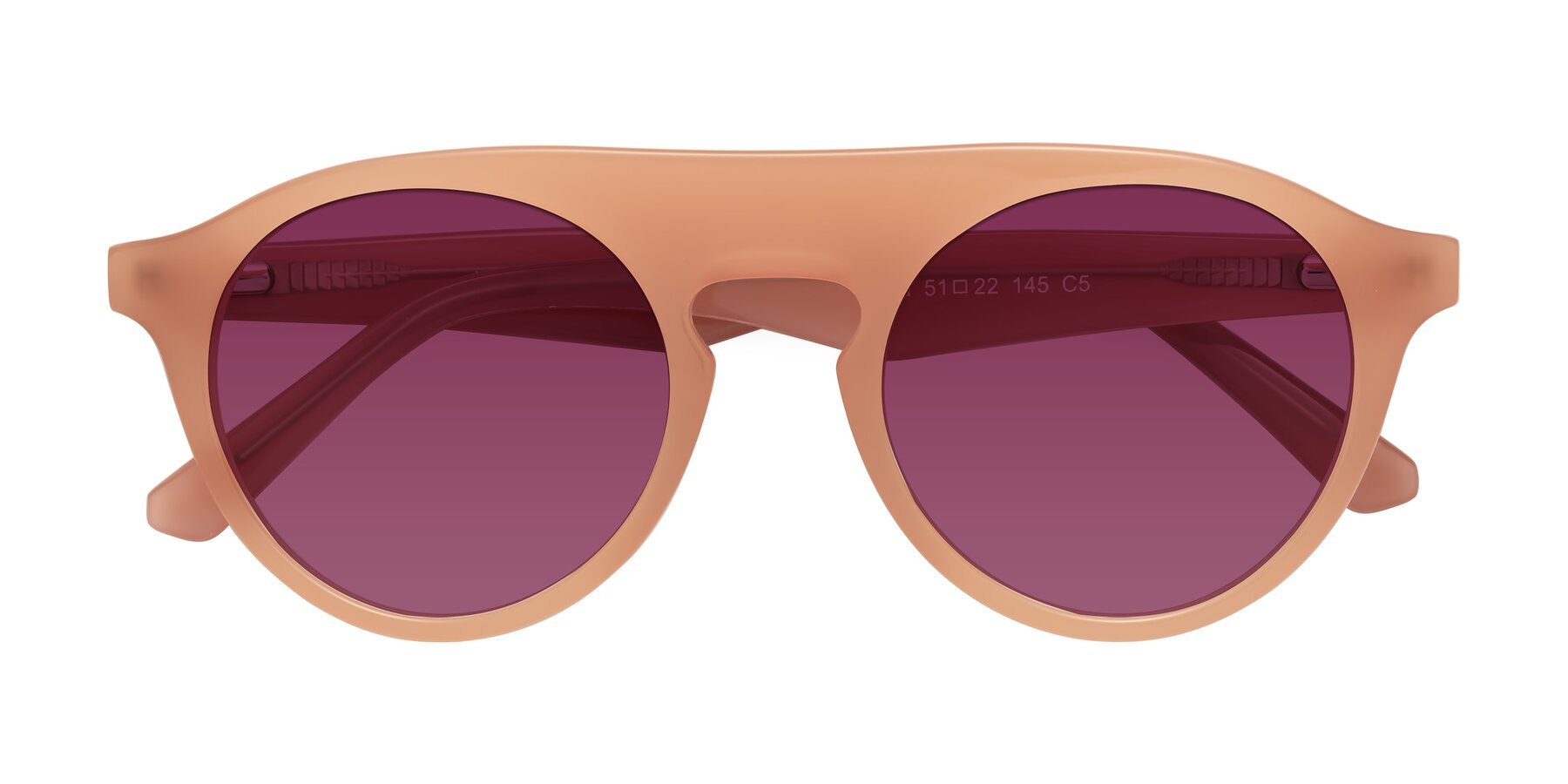 Folded Front of Band in Peach with Wine Tinted Lenses