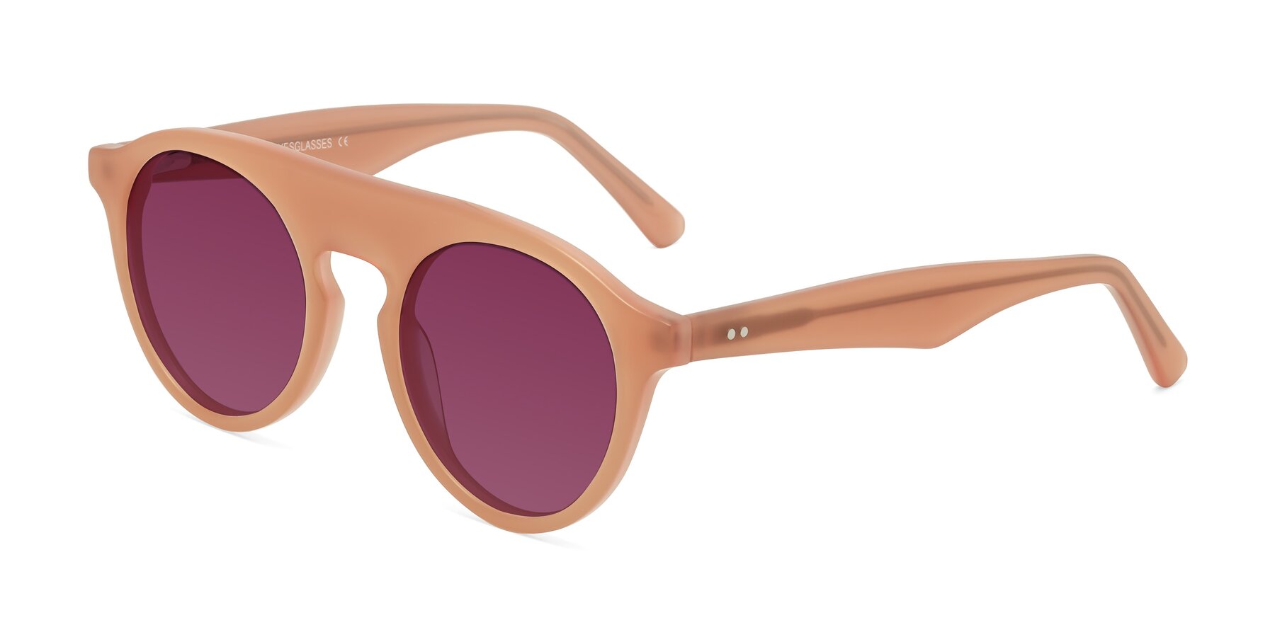 Angle of Band in Peach with Wine Tinted Lenses