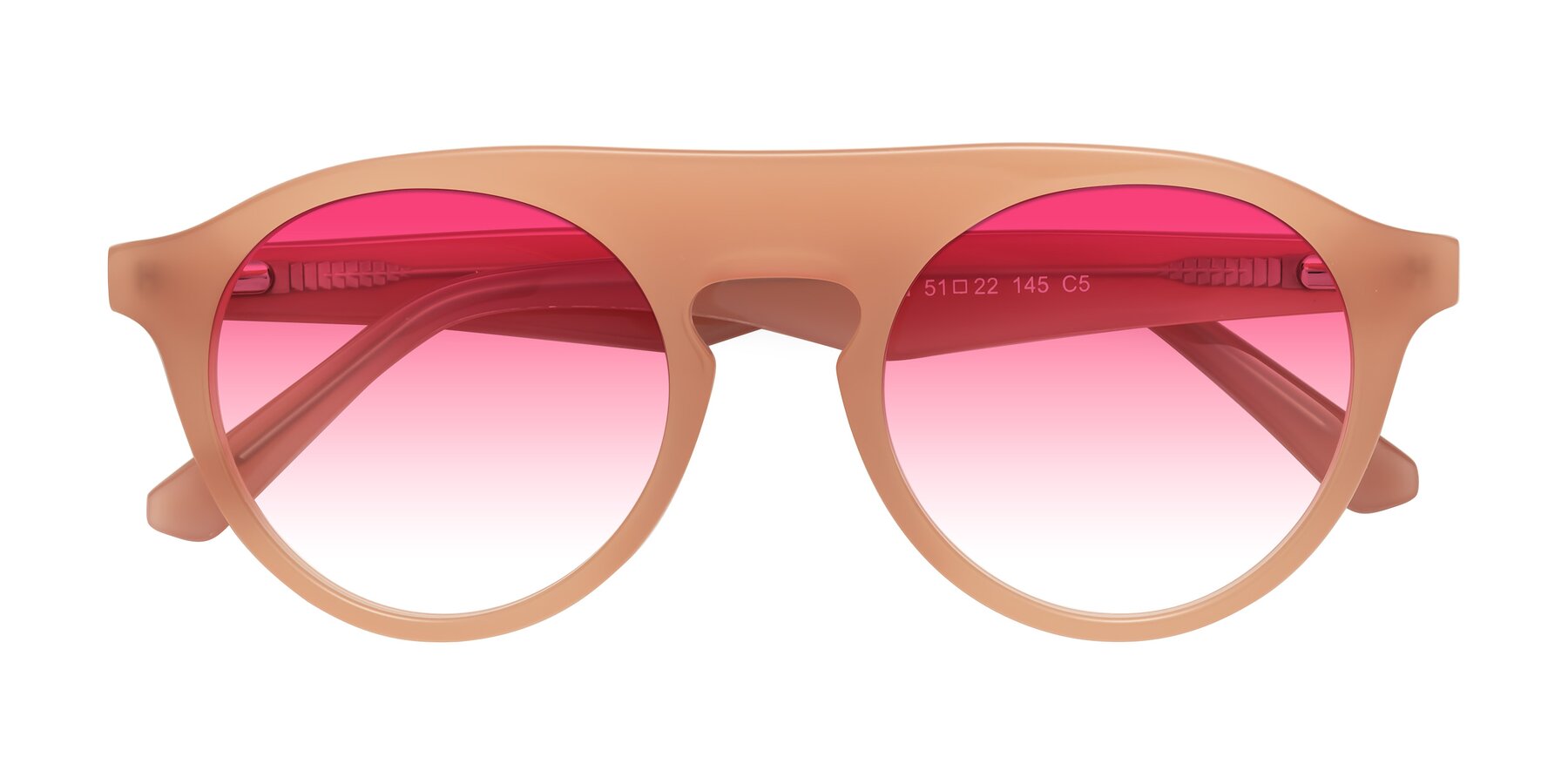 Folded Front of Band in Peach with Pink Gradient Lenses