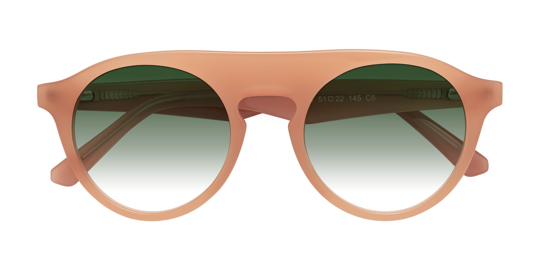 Folded Front of Band in Peach with Green Gradient Lenses