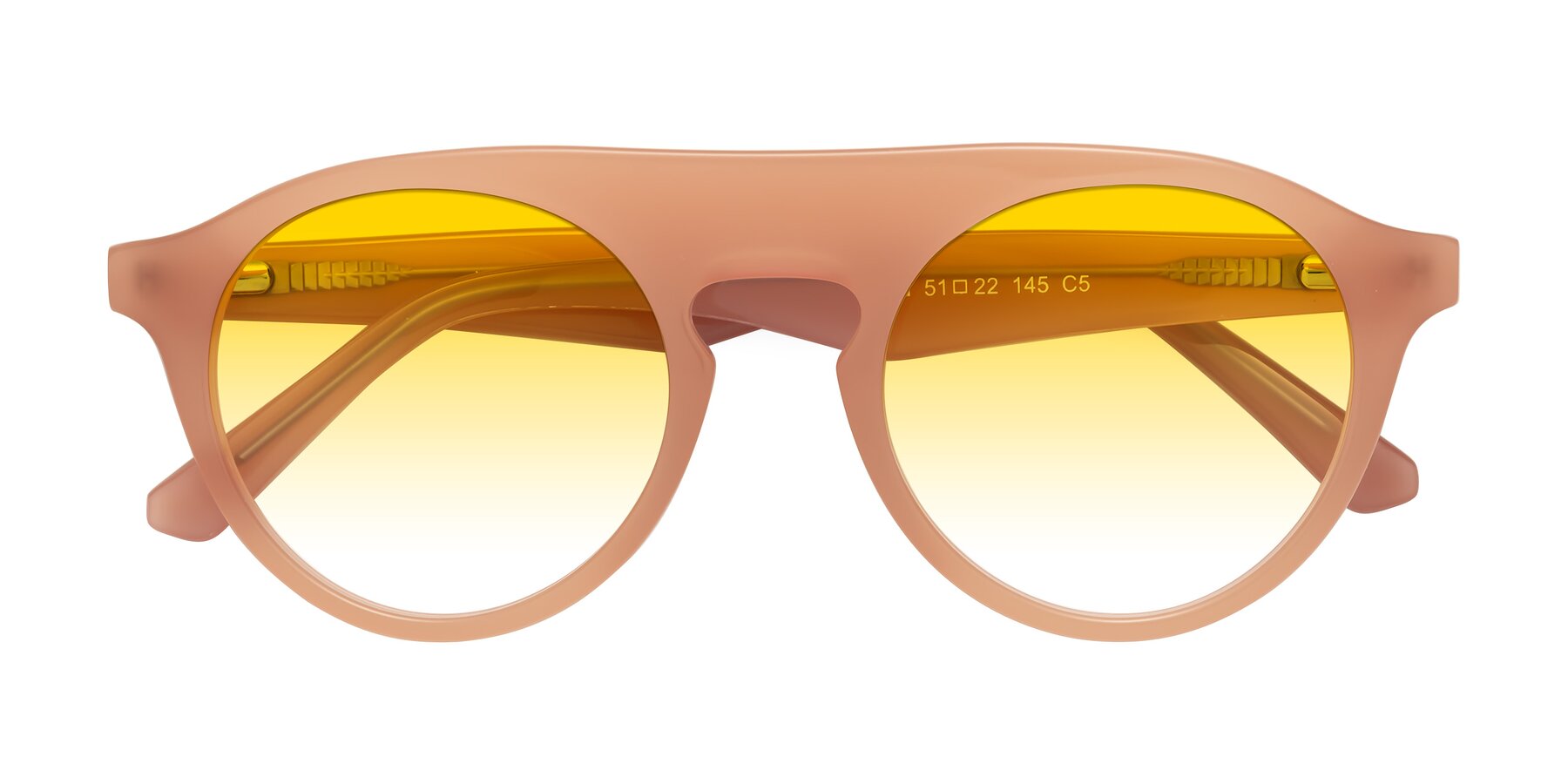 Folded Front of Band in Peach with Yellow Gradient Lenses