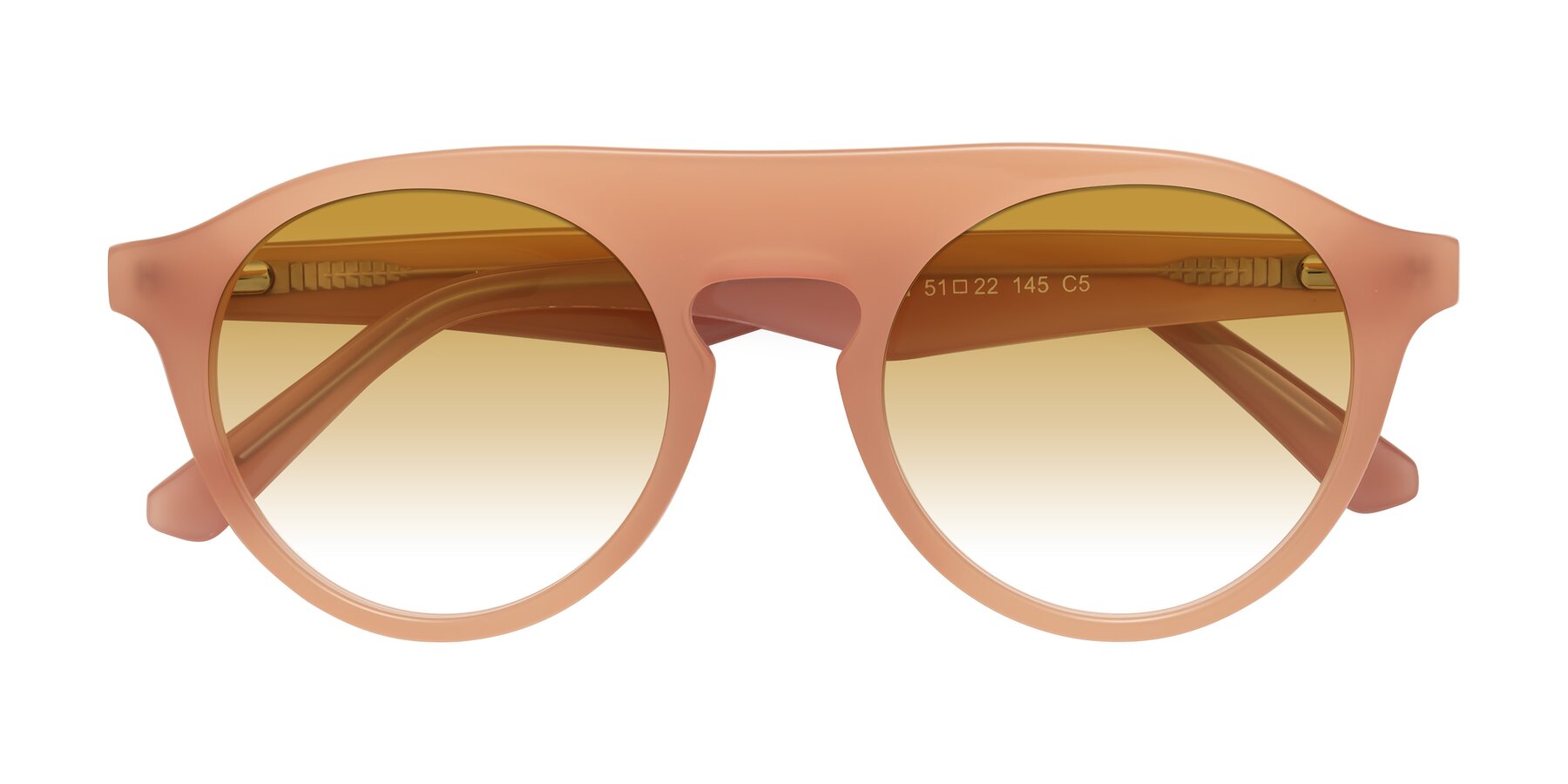 Folded Front of Band in Peach with Champagne Gradient Lenses