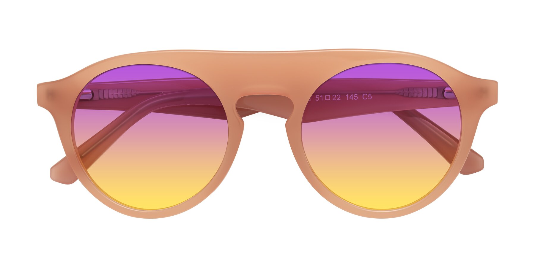 Folded Front of Band in Peach with Purple / Yellow Gradient Lenses