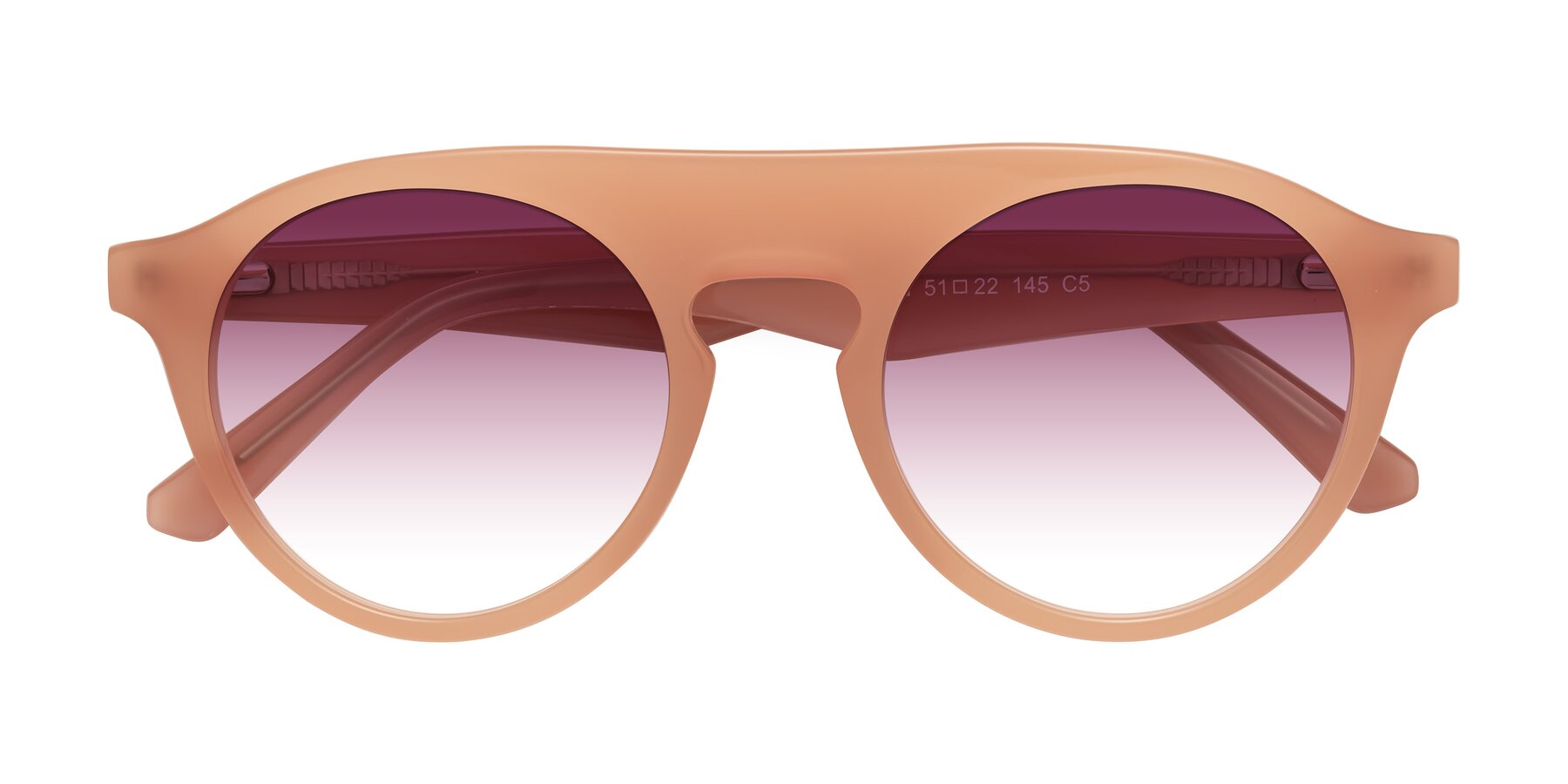 Folded Front of Band in Peach with Wine Gradient Lenses