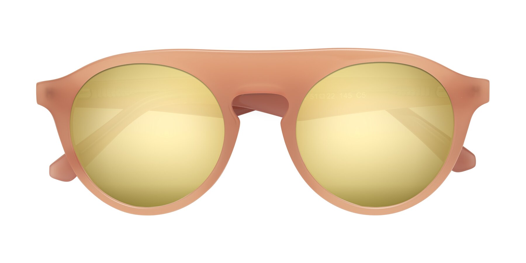 Folded Front of Band in Peach with Gold Mirrored Lenses