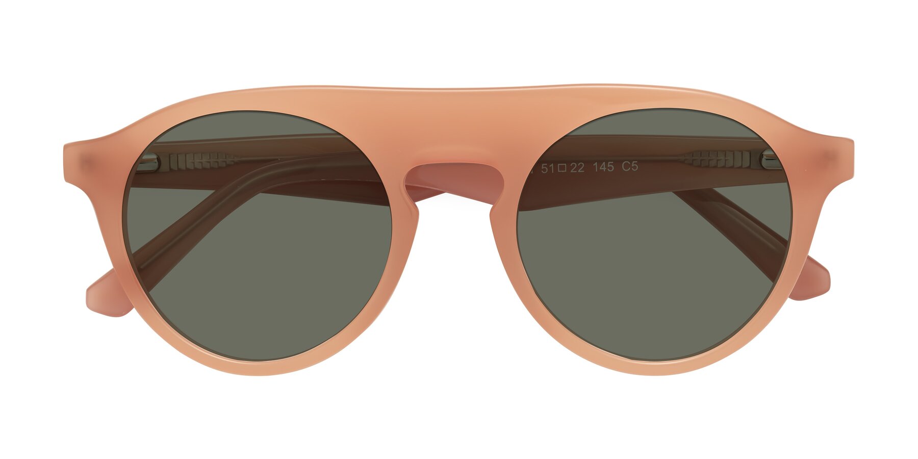 Folded Front of Band in Peach with Gray Polarized Lenses