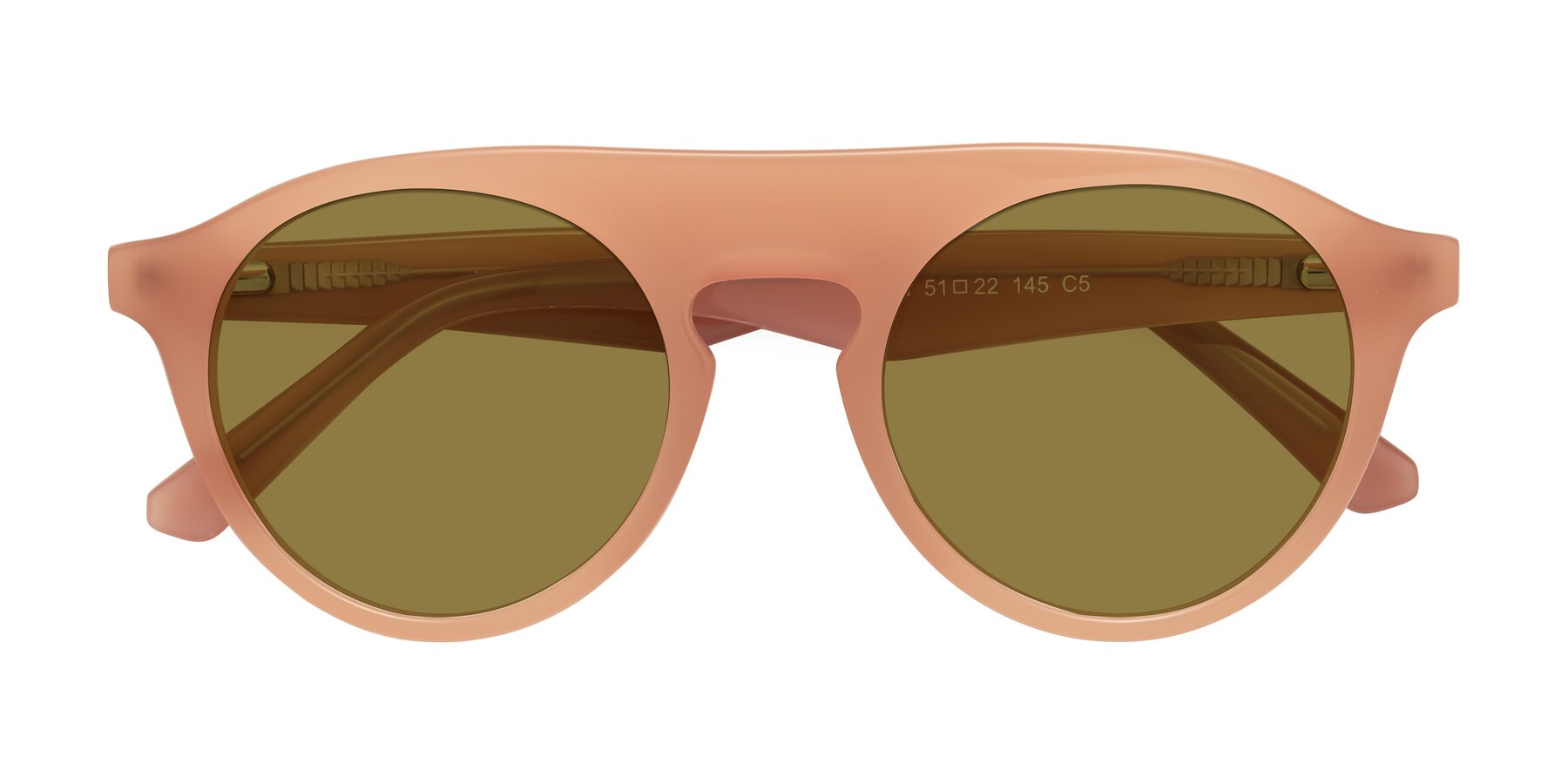 Folded Front of Band in Peach with Brown Polarized Lenses