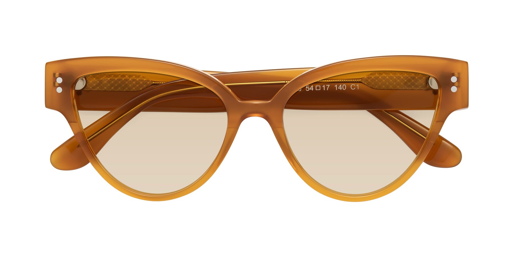 Folded Front of Coho in Pumpkin with Light Brown Tinted Lenses