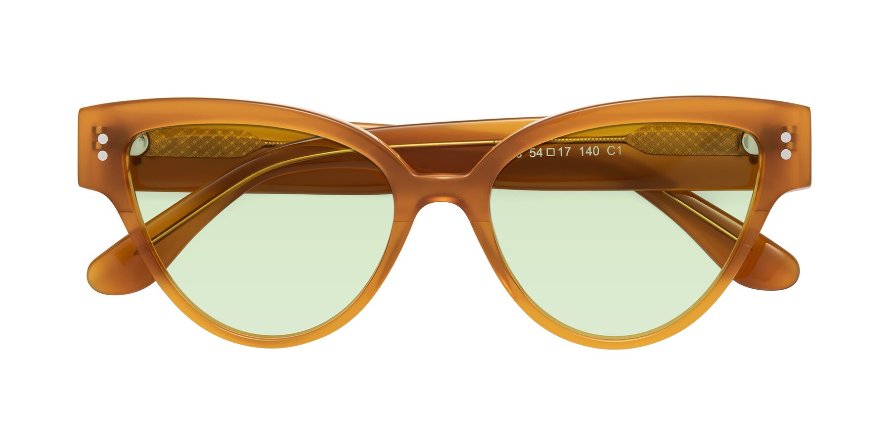 Folded Front of Coho in Pumpkin with Light Green Tinted Lenses