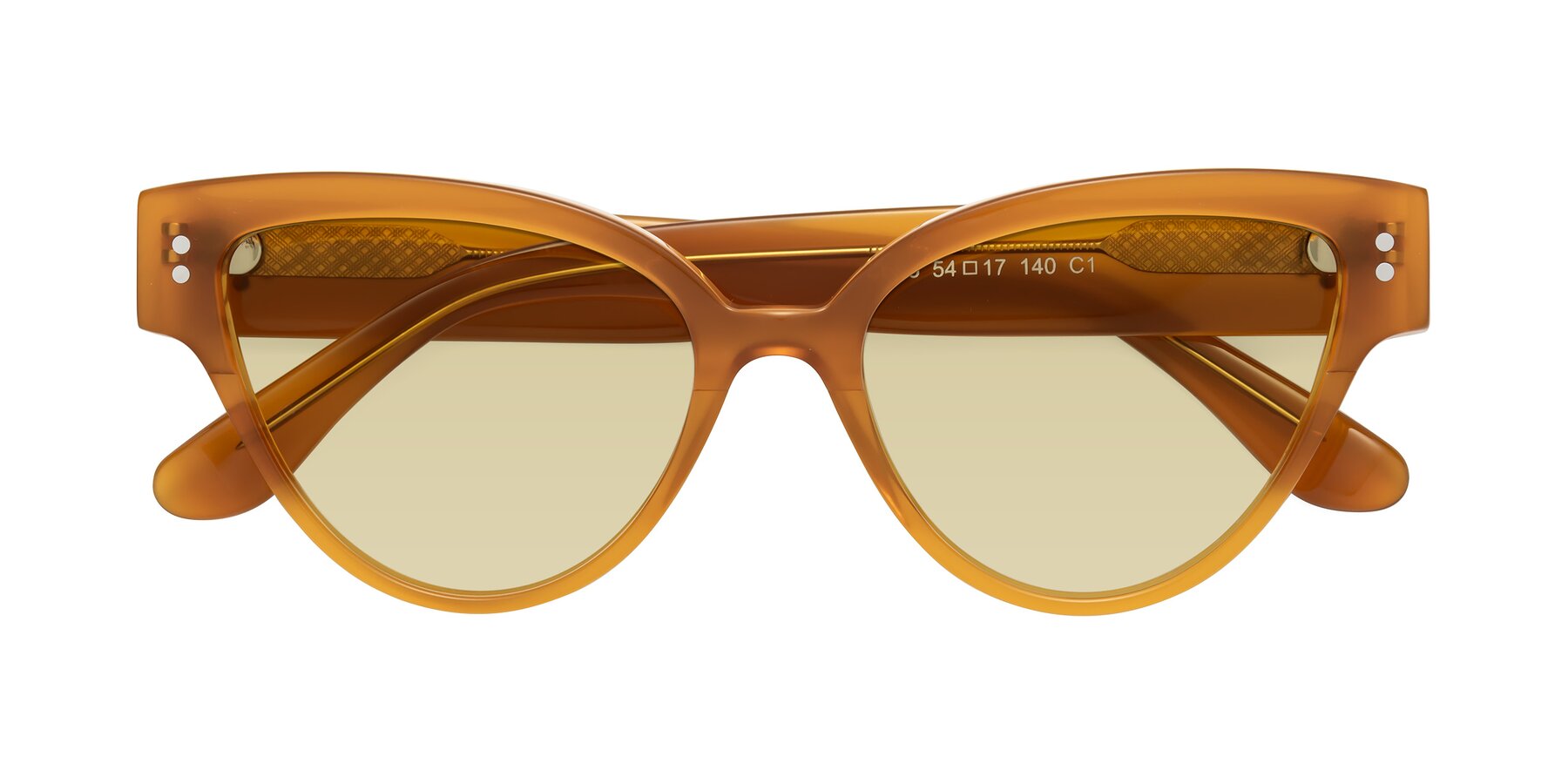 Folded Front of Coho in Pumpkin with Light Champagne Tinted Lenses