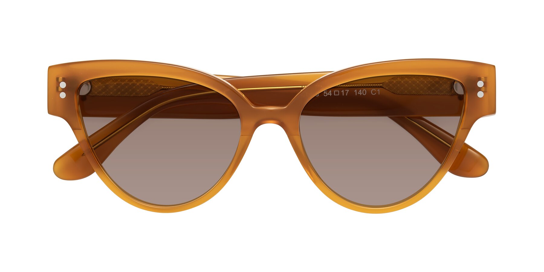 Folded Front of Coho in Pumpkin with Medium Brown Tinted Lenses