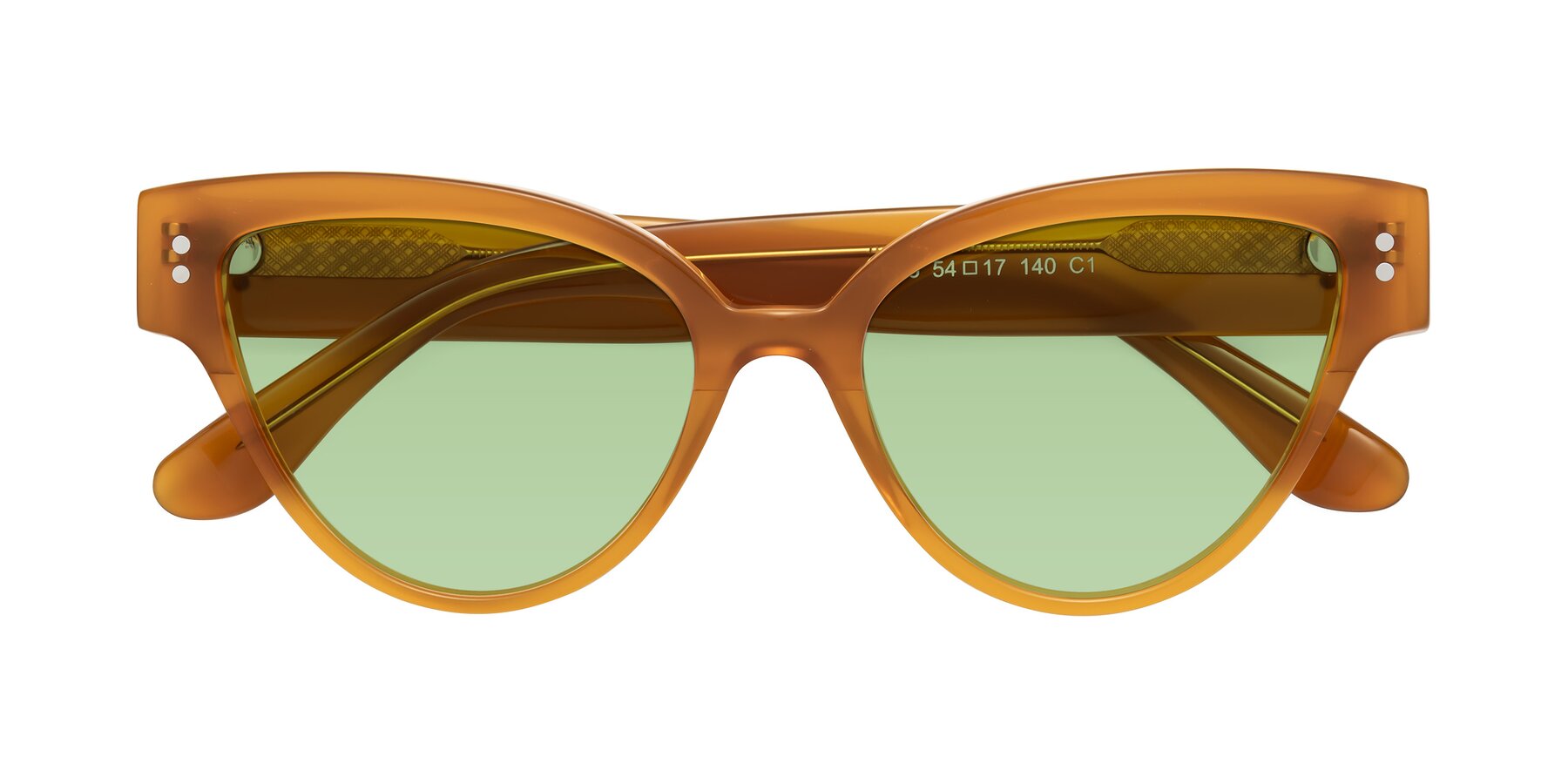 Folded Front of Coho in Pumpkin with Medium Green Tinted Lenses