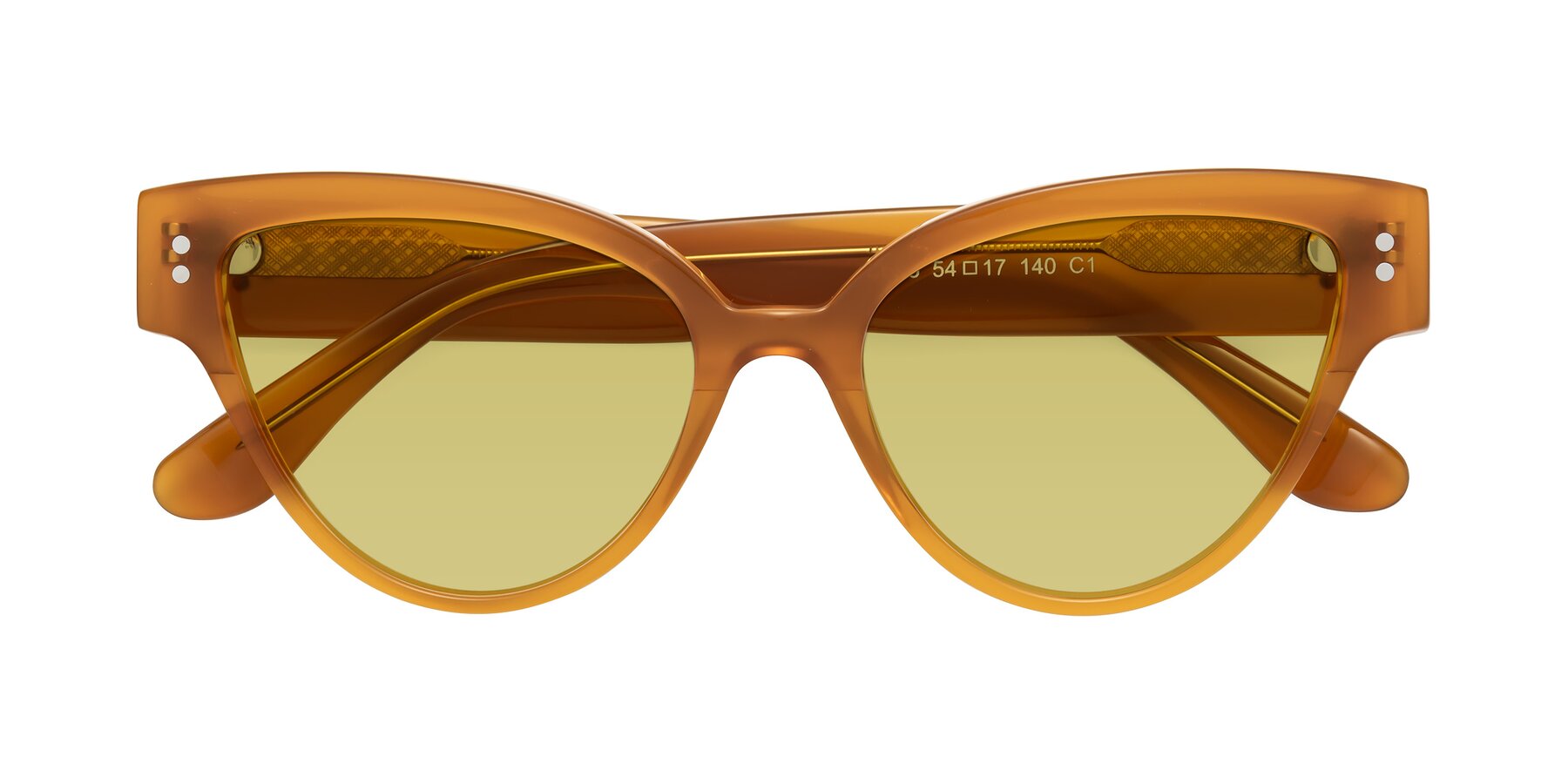 Folded Front of Coho in Pumpkin with Medium Champagne Tinted Lenses