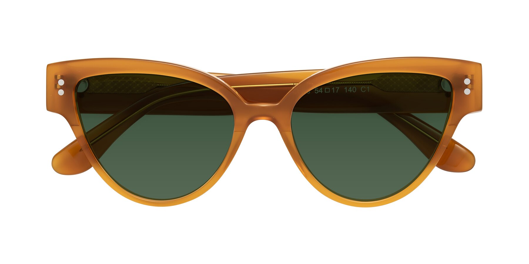 Folded Front of Coho in Pumpkin with Green Tinted Lenses