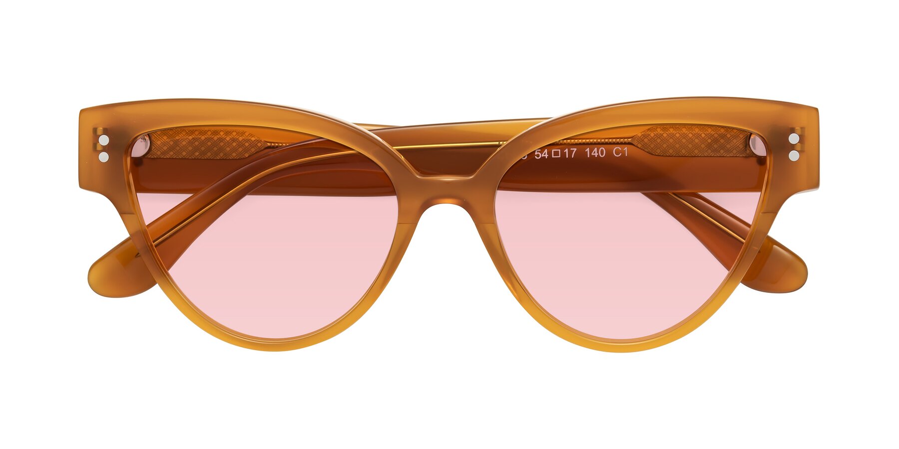 Folded Front of Coho in Pumpkin with Light Garnet Tinted Lenses