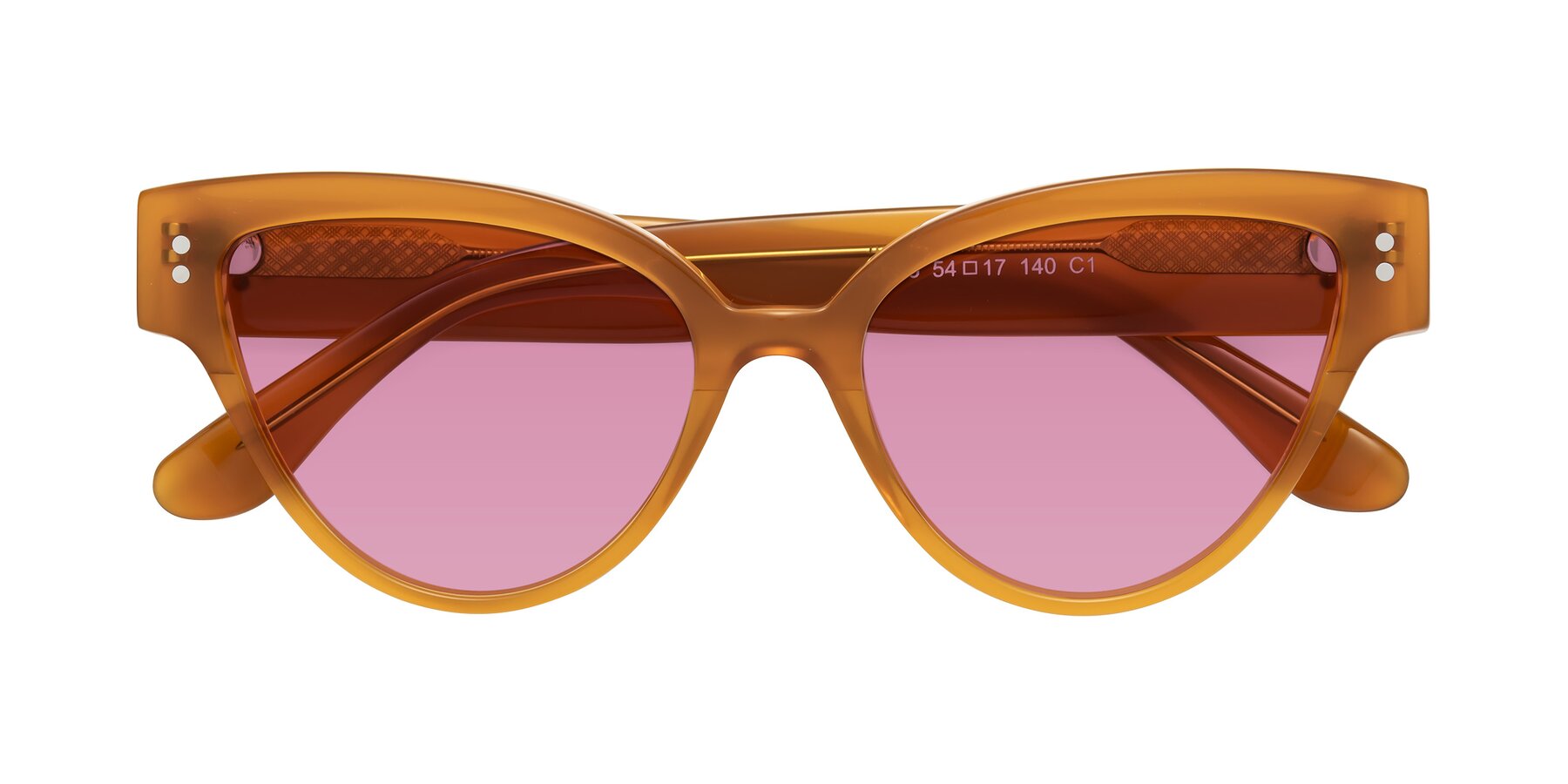 Folded Front of Coho in Pumpkin with Medium Wine Tinted Lenses