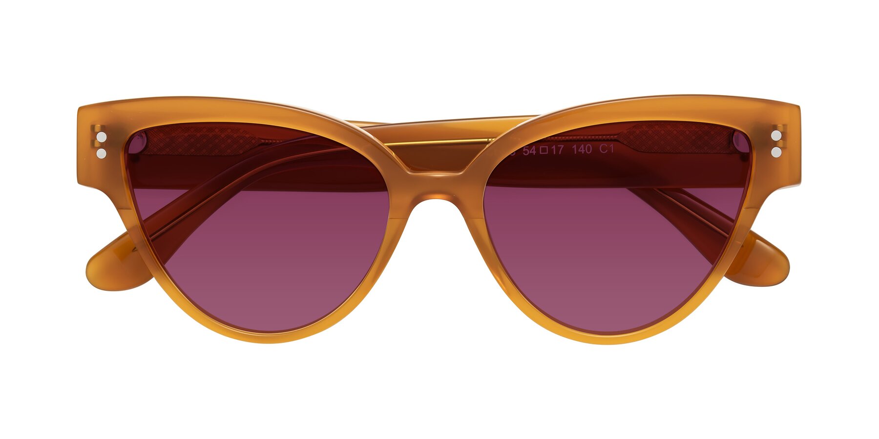 Folded Front of Coho in Pumpkin with Wine Tinted Lenses