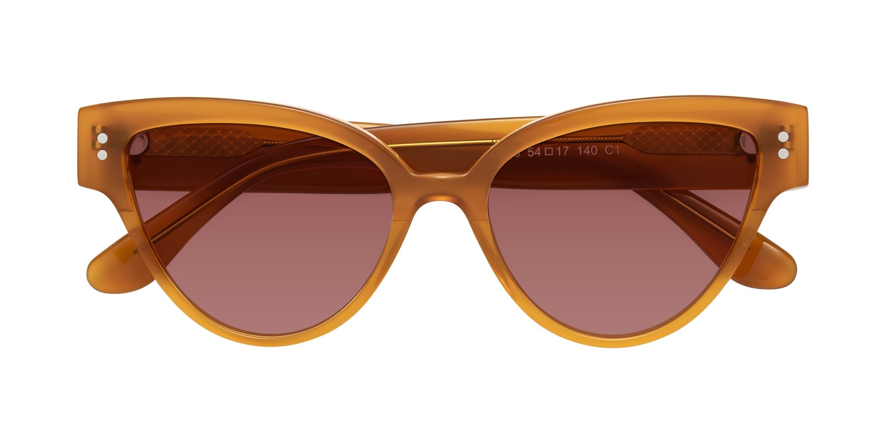 Folded Front of Coho in Pumpkin with Garnet Tinted Lenses