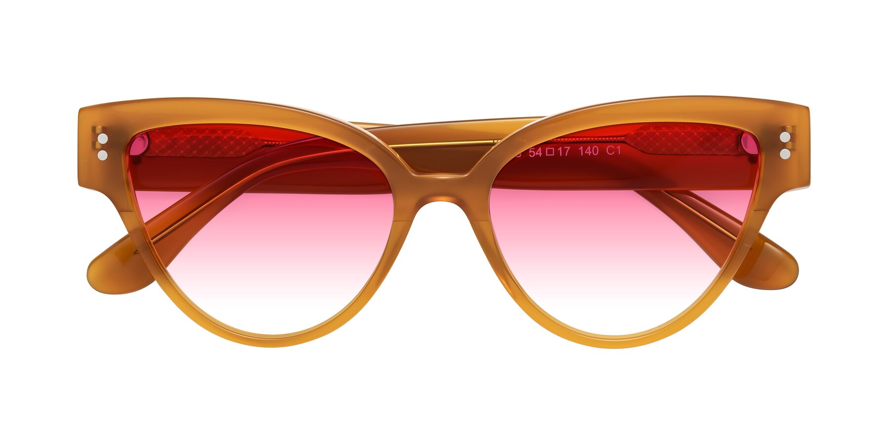 Folded Front of Coho in Pumpkin with Pink Gradient Lenses