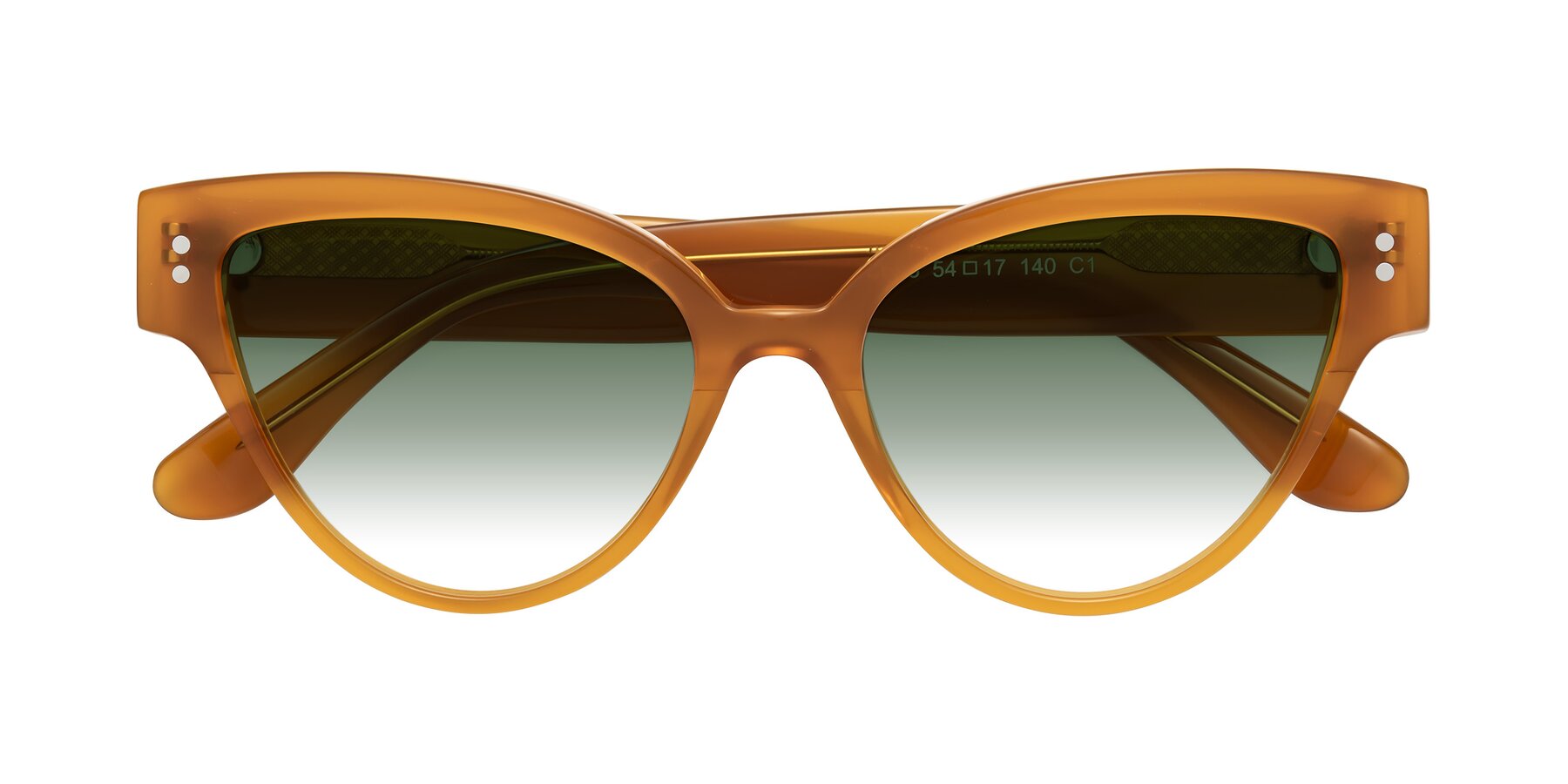 Folded Front of Coho in Pumpkin with Green Gradient Lenses