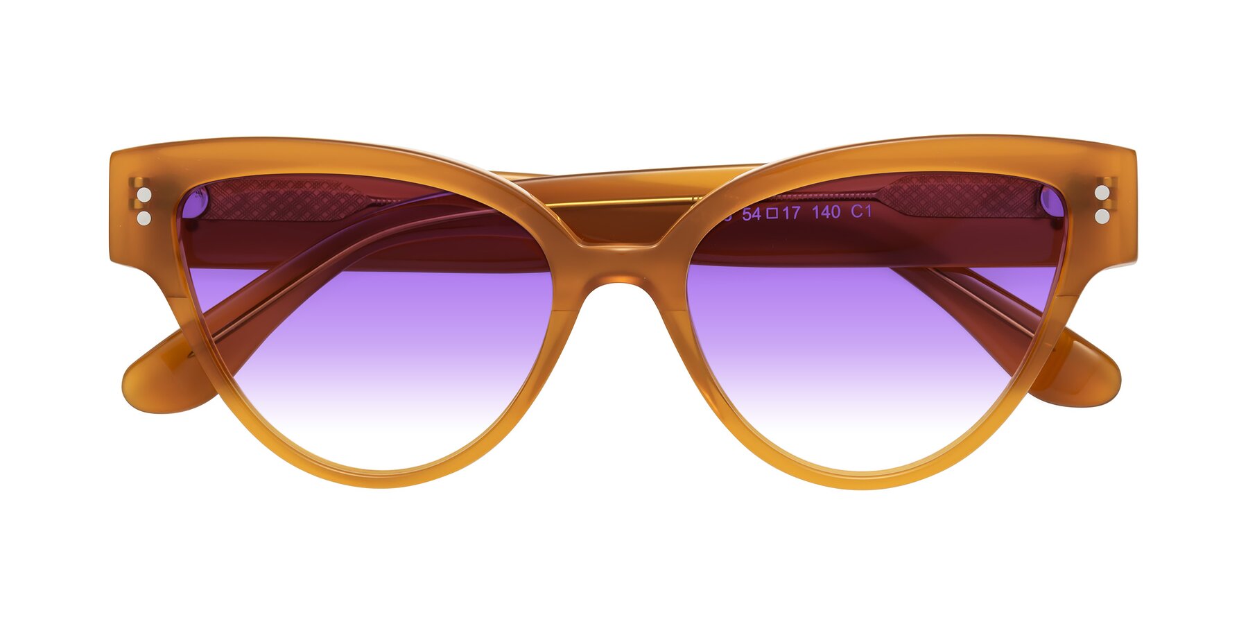 Folded Front of Coho in Pumpkin with Purple Gradient Lenses