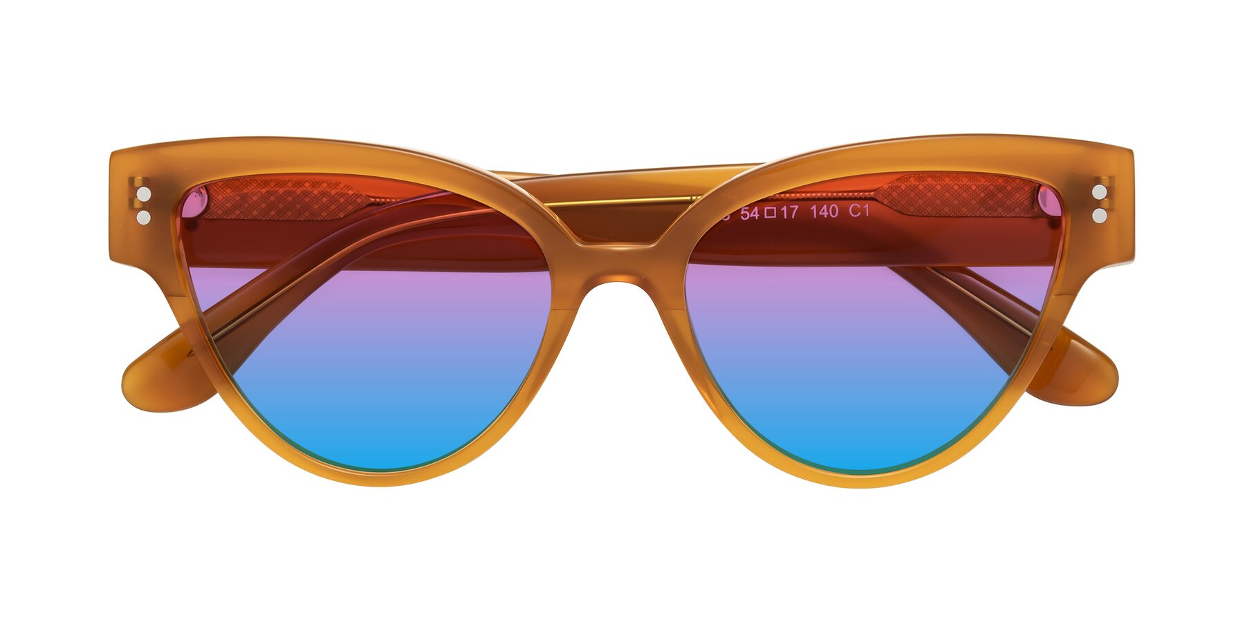 Folded Front of Coho in Pumpkin with Pink / Blue Gradient Lenses