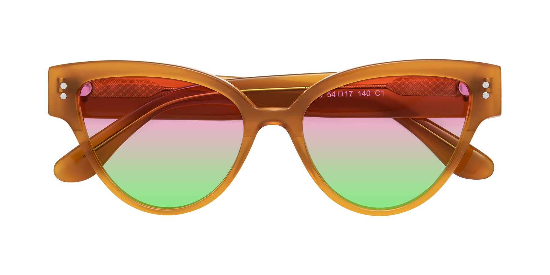 Folded Front of Coho in Pumpkin with Pink / Green Gradient Lenses