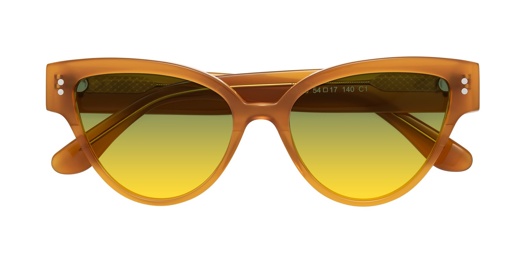 Folded Front of Coho in Pumpkin with Green / Yellow Gradient Lenses