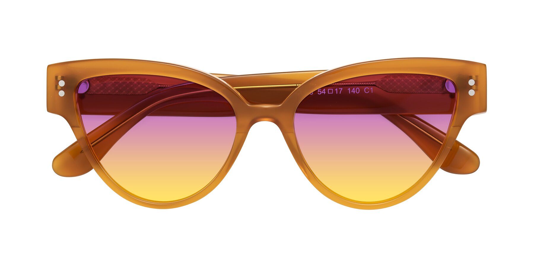 Folded Front of Coho in Pumpkin with Purple / Yellow Gradient Lenses