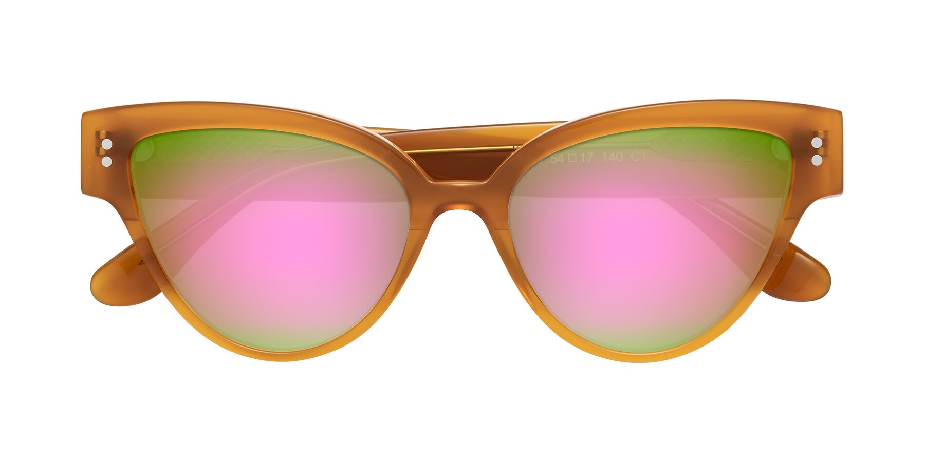 Folded Front of Coho in Pumpkin with Pink Mirrored Lenses
