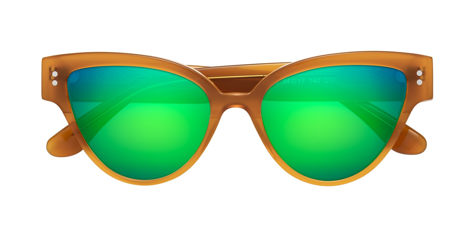 Folded Front of Coho in Pumpkin with Green Mirrored Lenses