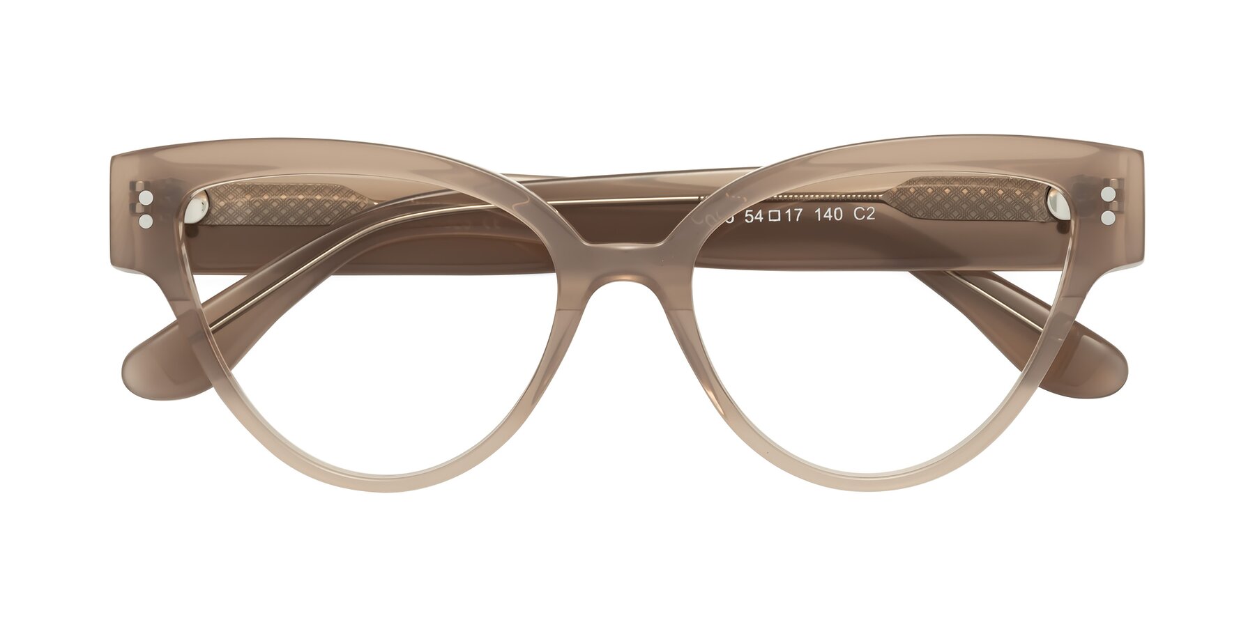 Folded Front of Coho in Taupe with Clear Eyeglass Lenses