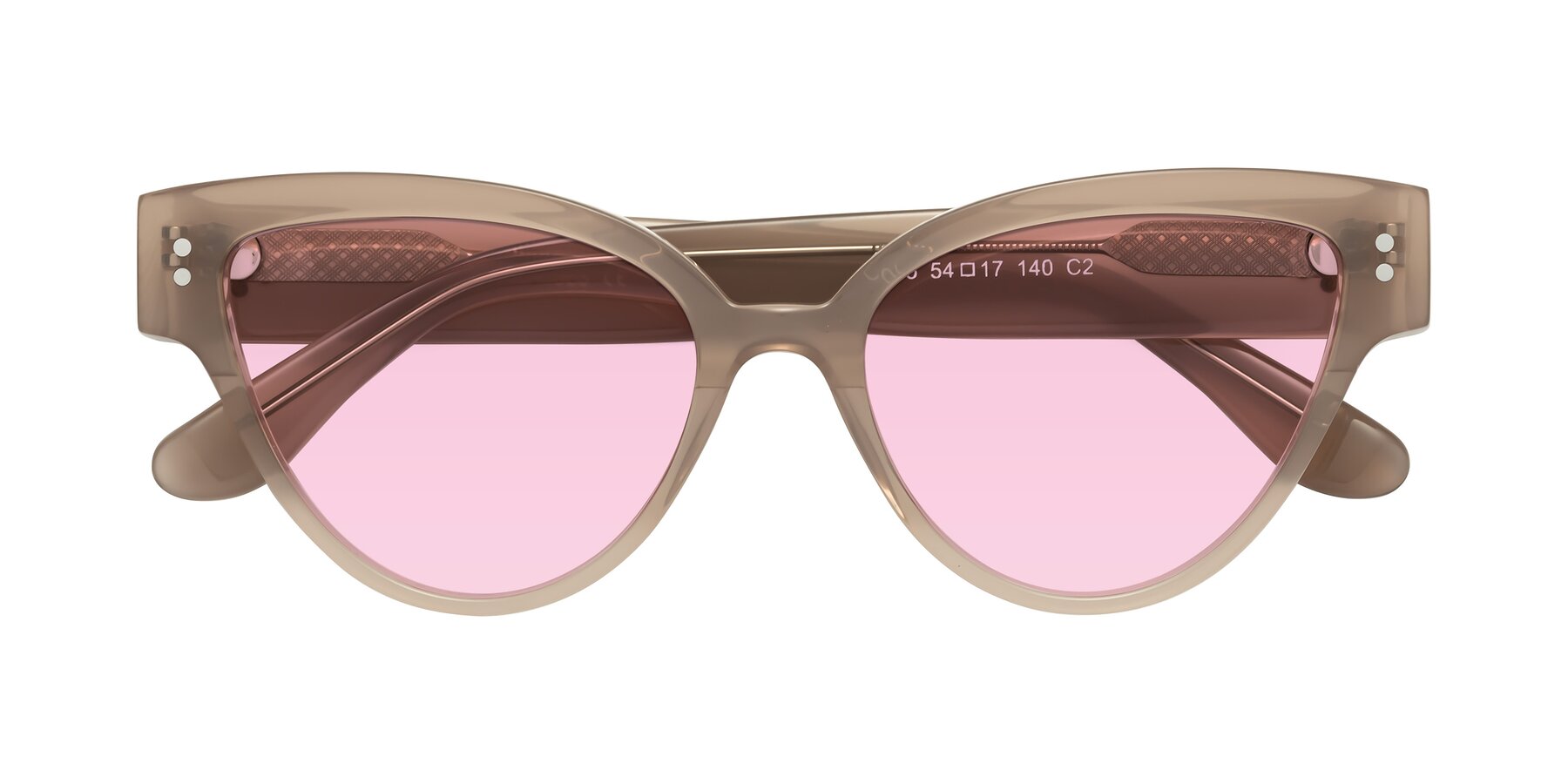 Folded Front of Coho in Taupe with Light Pink Tinted Lenses