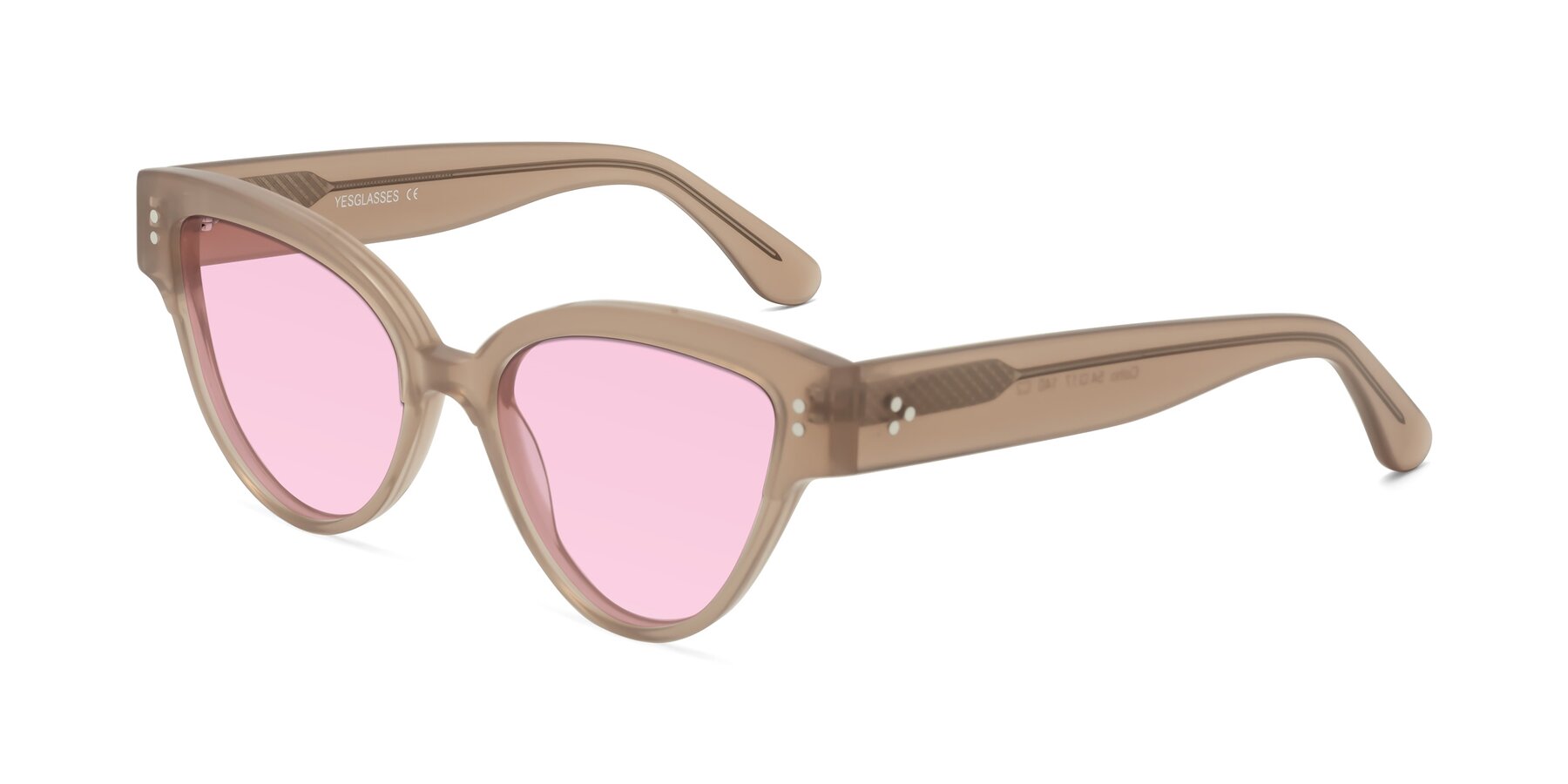 Angle of Coho in Taupe with Light Pink Tinted Lenses