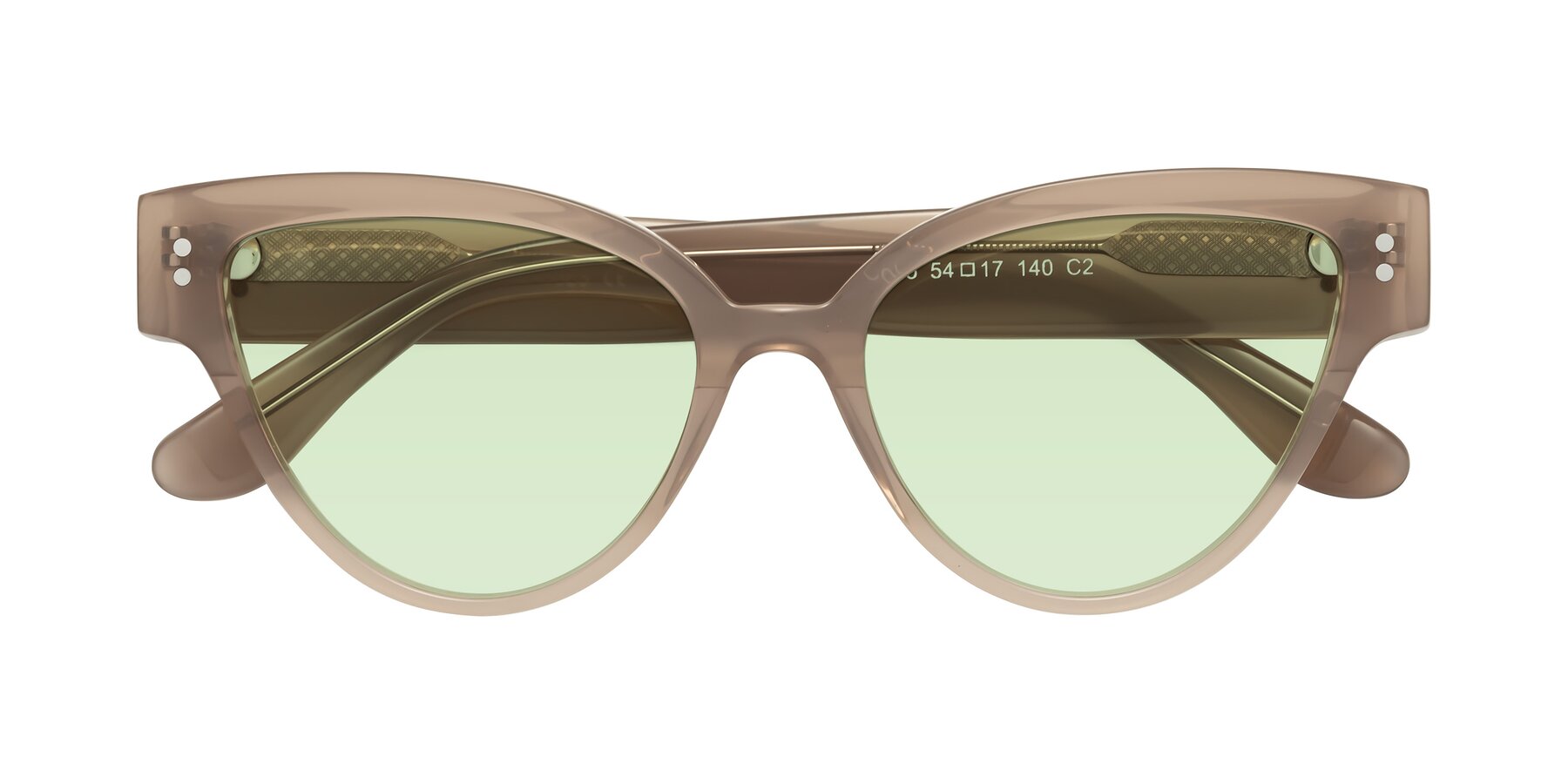Folded Front of Coho in Taupe with Light Green Tinted Lenses
