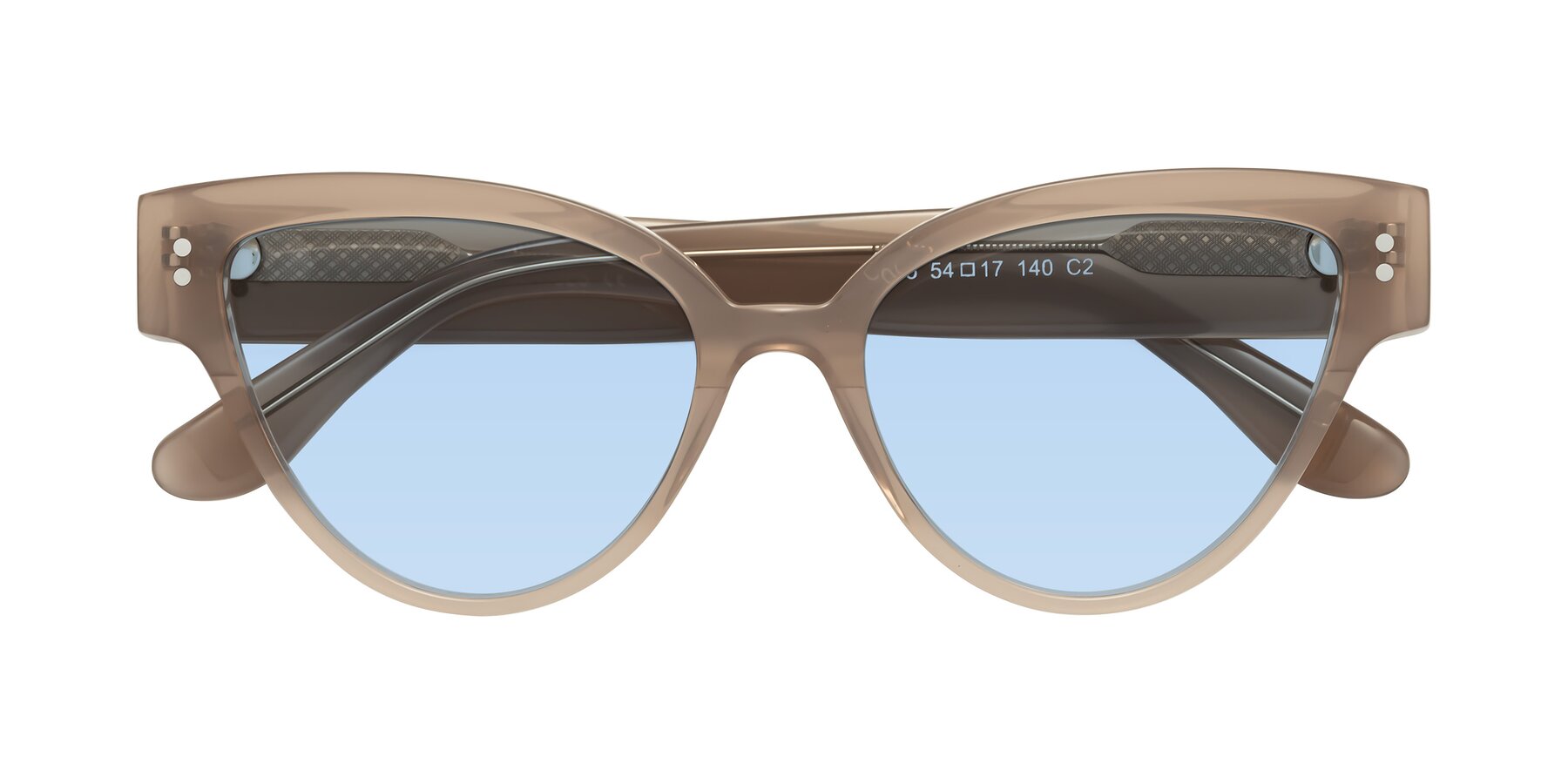 Folded Front of Coho in Taupe with Light Blue Tinted Lenses