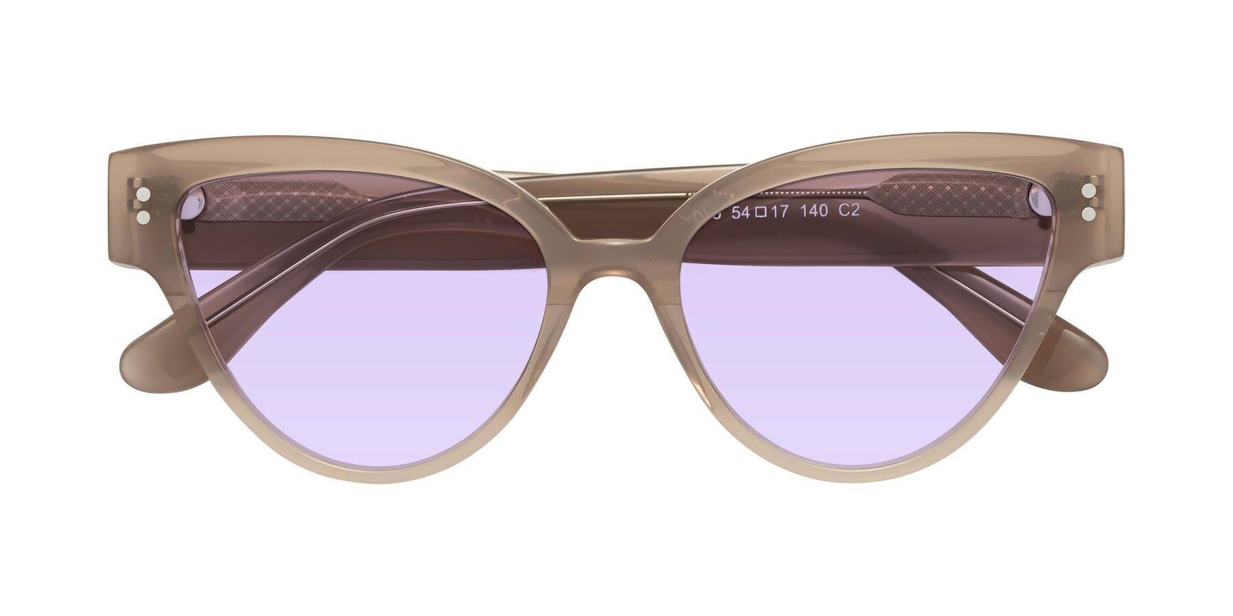 Folded Front of Coho in Taupe with Light Purple Tinted Lenses