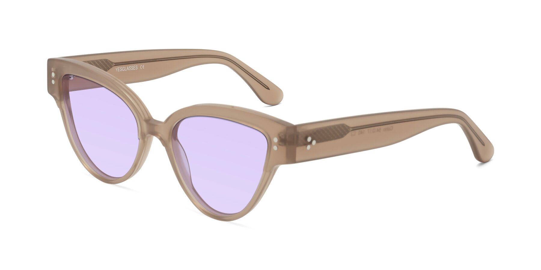 Angle of Coho in Taupe with Light Purple Tinted Lenses