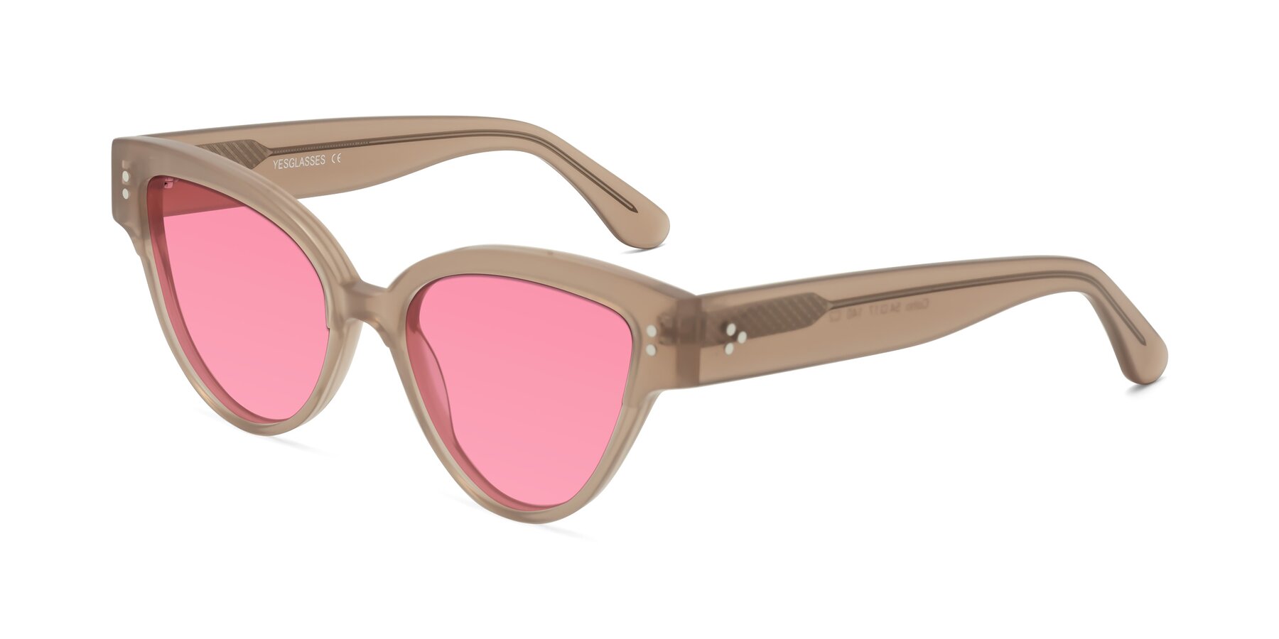 Angle of Coho in Taupe with Pink Tinted Lenses