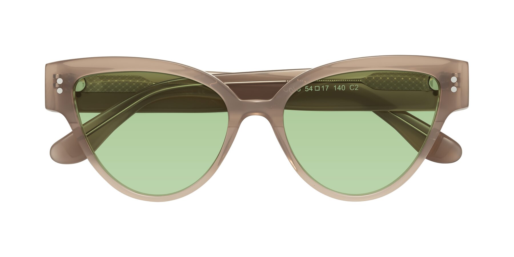 Folded Front of Coho in Taupe with Medium Green Tinted Lenses