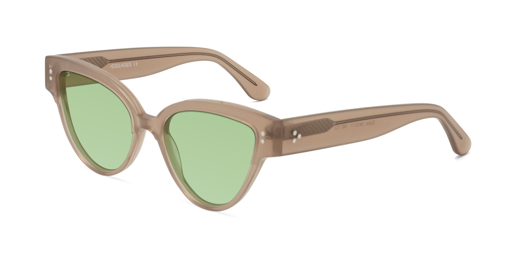 Angle of Coho in Taupe with Medium Green Tinted Lenses