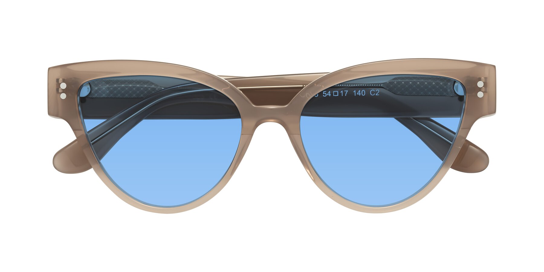Folded Front of Coho in Taupe with Medium Blue Tinted Lenses