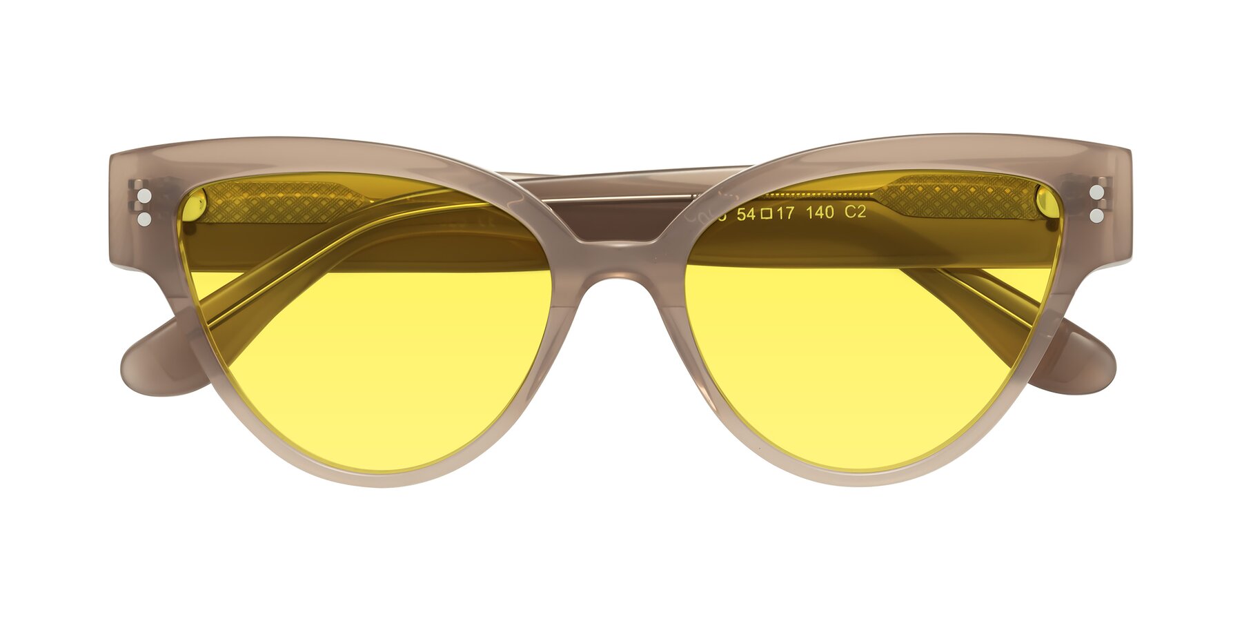 Folded Front of Coho in Taupe with Medium Yellow Tinted Lenses