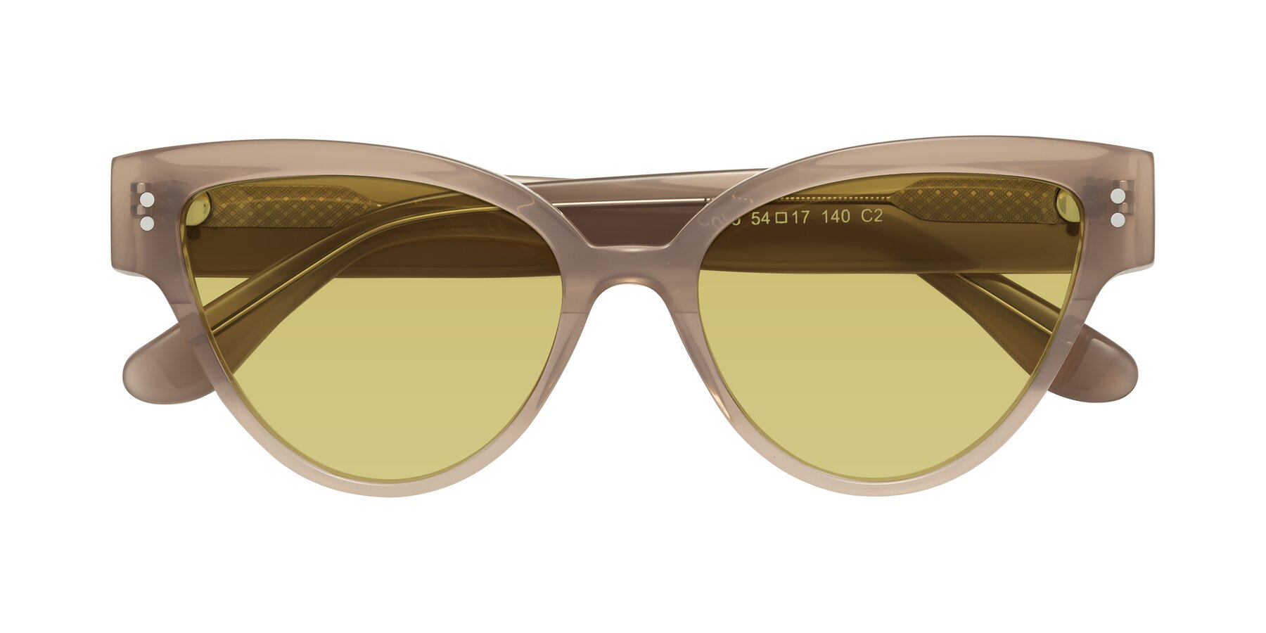 Folded Front of Coho in Taupe with Medium Champagne Tinted Lenses