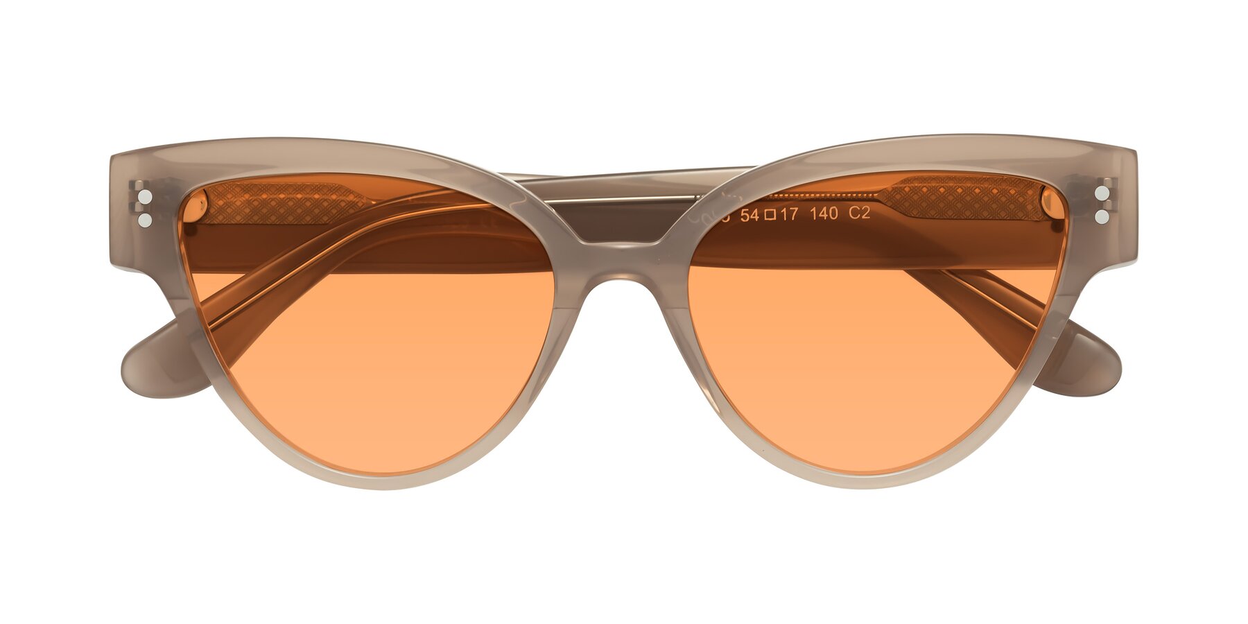 Folded Front of Coho in Taupe with Medium Orange Tinted Lenses