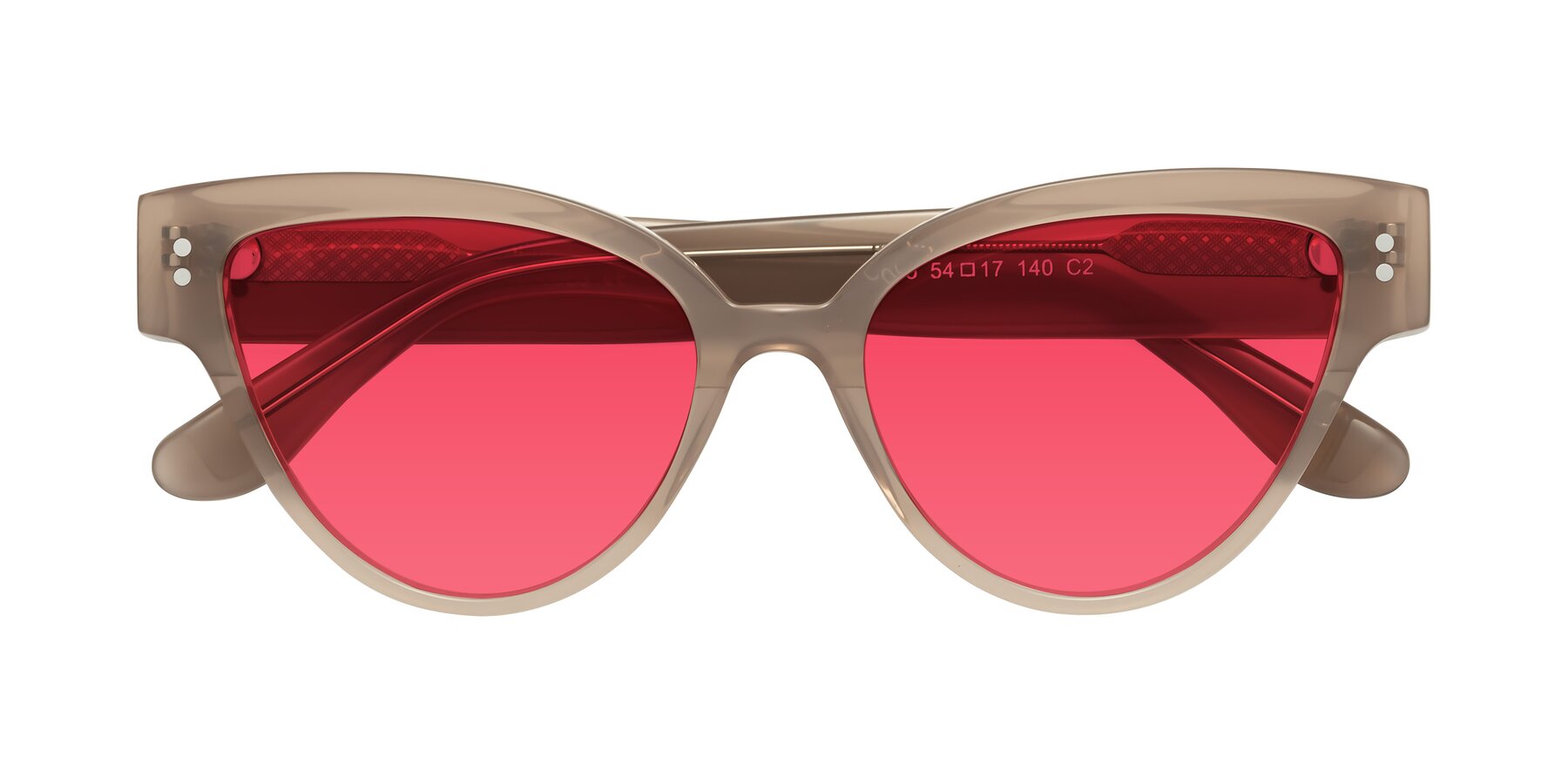 Folded Front of Coho in Taupe with Red Tinted Lenses
