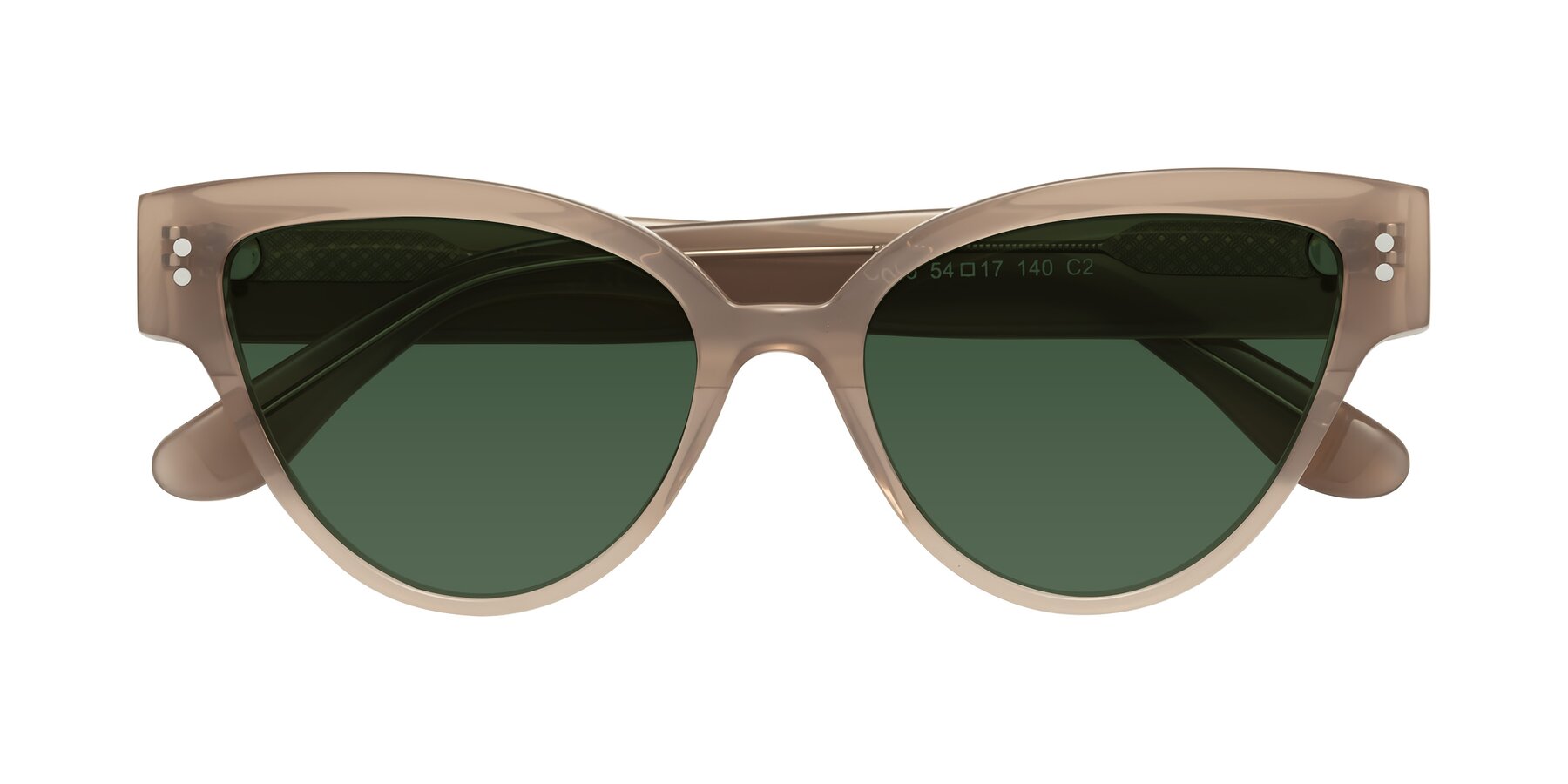 Folded Front of Coho in Taupe with Green Tinted Lenses